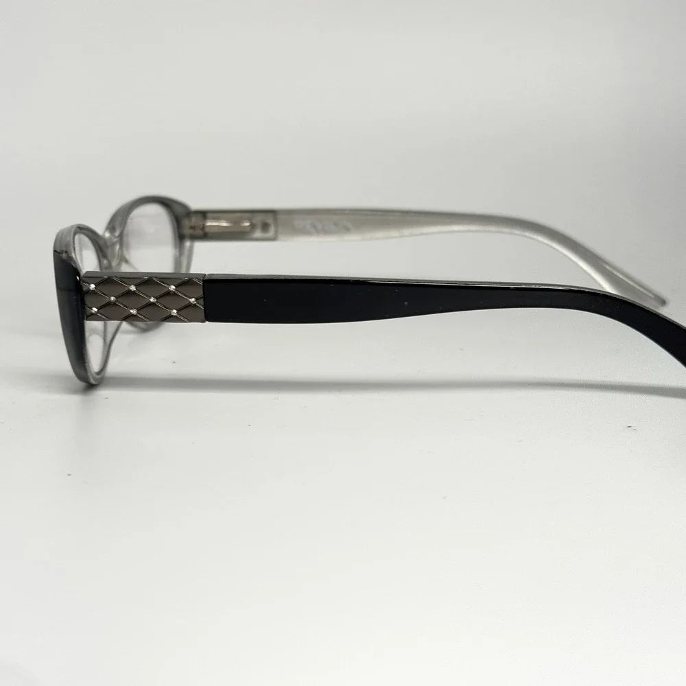 Revlon‎ Womens Cat Eye Eyeglasses Black Silver Quilted Temple Frames 23409
